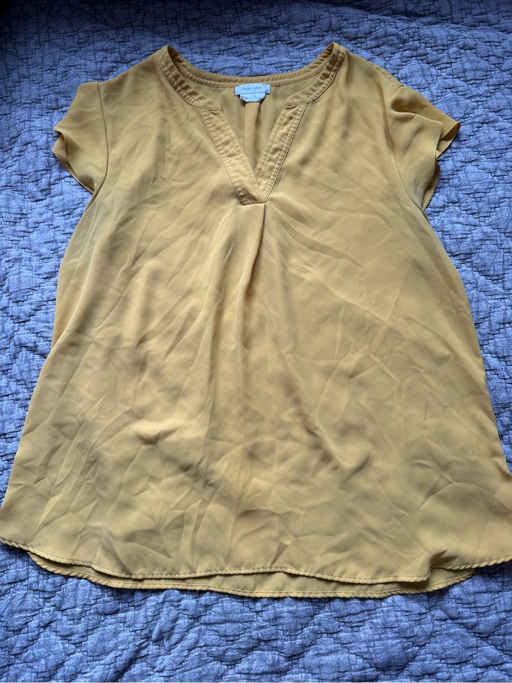 Van Heusen Mustard Short Sleeve V-Neck Blouse